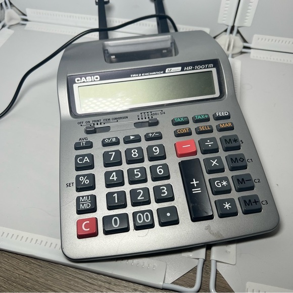 CASIO HR-100TM MINI DESKTOP CALCULATOR Accountant TESTED 10 key Tax & Exchange - Picture 1 of 6